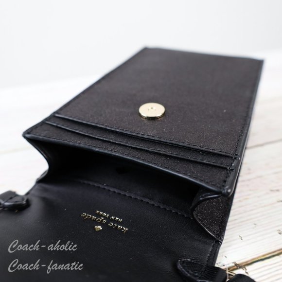 kate spade Bags Nwt Kate Spade Tinsel North South Glitter Phone Flap Crossbody In Black